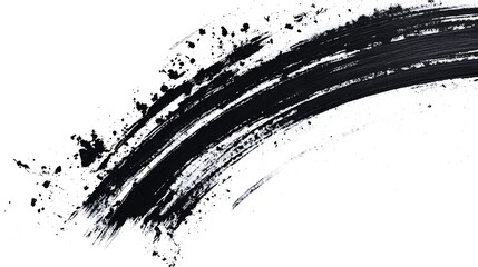 Ink Stroke: Abstract Black Paintbrush Swash Isolated on White Canvas