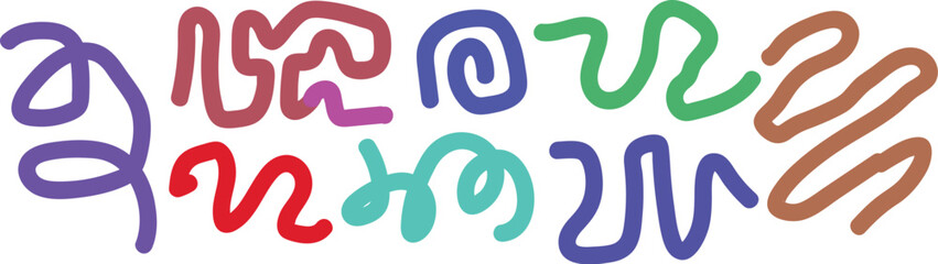 Colorful abstract scribble art with swirling lines. A vibrant abstract design featuring colorful, swirling lines and shapes on a white background, evoking a sense of playful energy.