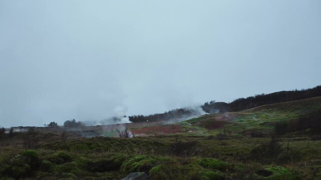 The area of Strokkur and Geysir in Iceland - slow motion