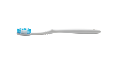 Toothbrush with blue bristles isolated on transparent background for dental hygiene and oral care, promoting healthy gums and fresh breath