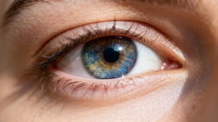 Obraz premium Close-Up of Human Eye with Different Colors in One Iris 