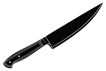 Sharp chef knife silhouette on white background
