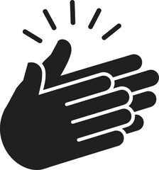 Simple black clapping hands icon representing applause, appreciation, support, positive feedback and encouragement in modern minimal vector design for communication graphics