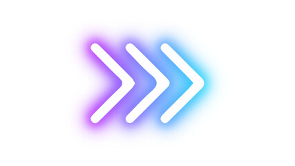 Transparent Background Neon Arrow Symbol Fast Forward Icon Sign Gradient Purple Blue Electric Glow © Dypak