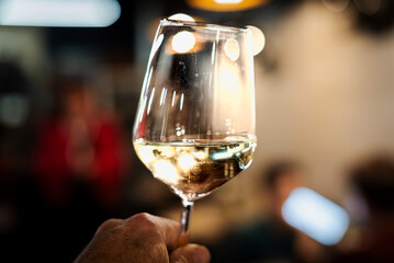 A glass of white wine.