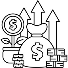 Revenue Growth Outline Illustration