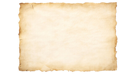 Vintage Aged Parchment Paper Texture Isolated on Transparent Background Antique Old Blank Scroll for Message or Map