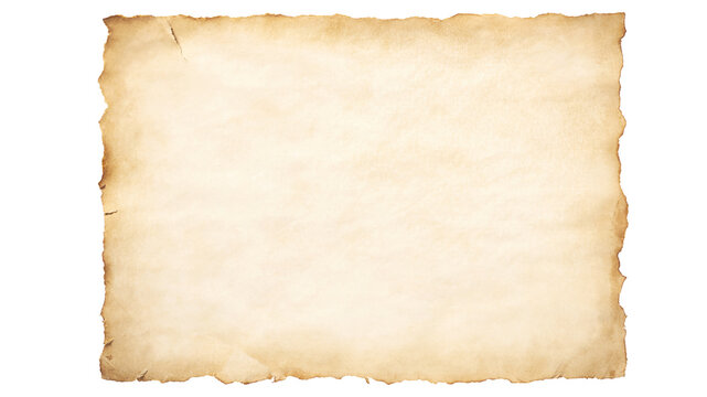 Vintage Aged Parchment Paper Texture Isolated on Transparent Background Antique Old Blank Scroll for Message or Map