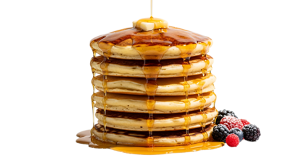 Stack of pancakes isolated on transparent background, a sweet and indulgent treat, is a perfect way to satisfy your cravings and enjoy a delightful dessert