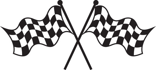 Double crossed checkered racing flag Victory in car or motorbike races ports finish line flag silhouette