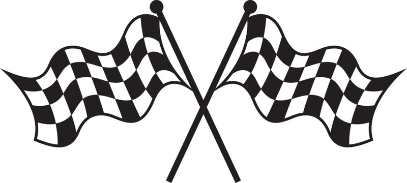 Double crossed checkered racing flag Victory in car or motorbike races ports finish line flag silhouette