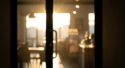 Door to cafe interior