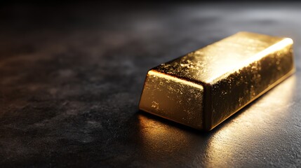 A shimmering gold bar reflecting light, symbolizing wealth and prosperity.