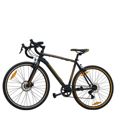 Obraz premium Black Gravel Bicycle With Yellow Accents And Knobby Tires Isolated On A Transparent Background