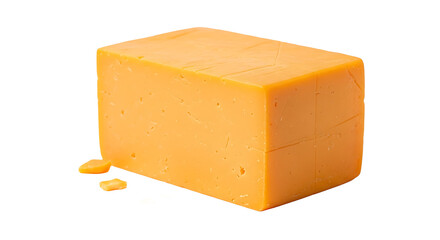 A block of cheddar cheese, isolated on transparent background, a versatile and flavorful ingredient for cooking and snacking, a dairy delight
