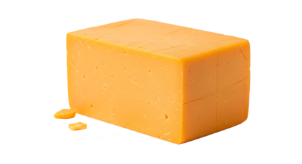 A block of cheddar cheese, isolated on transparent background, a versatile and flavorful ingredient for cooking and snacking, a dairy delight