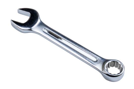 Chrome wrench isolated on transparent background is a tool for repair work