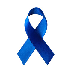 Blue ribbon isolated on transparent background to raise awareness for cancer