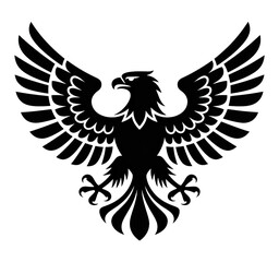 Abstract white eagle silhouette against a deep black background