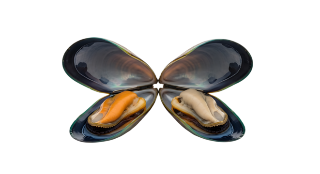 Open blue mussel isolated on transparent background, a delicious and nutritious seafood ingredient, perfect for gourmet cuisine and healthy eating