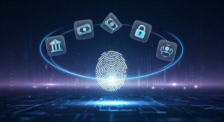 Fingerprint Biometric Security Digital Online Banking Copy Space