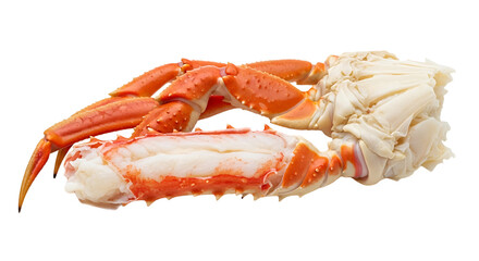 Close up of a snow crab leg isolated on transparent background, a delicious and healthy seafood, perfect for lunch or dinner in a restaurant