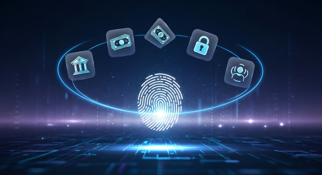 Fingerprint Biometric Security Digital Online Banking Copy Space
