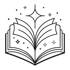 Magical Book Line Art