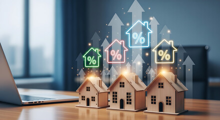 Real Estate Market Growth Property Value Increase Mortgage Rates Copy Space