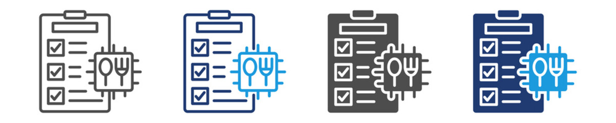 ai personalized meal plan icon set multiple style
