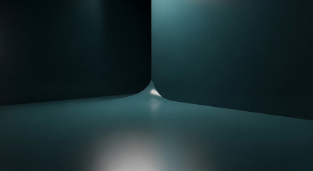 Elegant dark teal curve backdrop with subtle light for product display stage