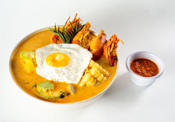 Peruvian food, shrimp suck, traditional dish from southern Peru