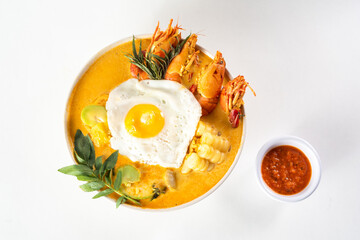 Peruvian food, shrimp suck, traditional dish from southern Peru