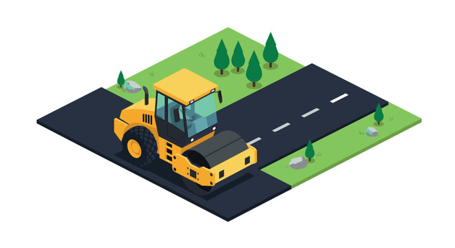 Collection of potted plants and garden tools in isometric style