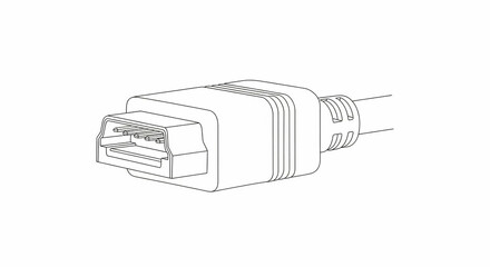 Close-up line drawing of a usb connector and cable on a white background