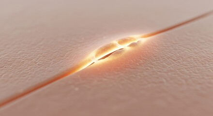 Close-up of a Smooth Skin Surface with a Glowing Split Revealing Light Inside