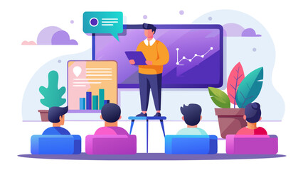 Business presentation with speaker and audience