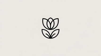 Minimal floral line art icon on simple background