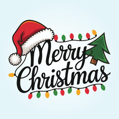 Christmas greeting card with merry Christmas and happy holidays illustration