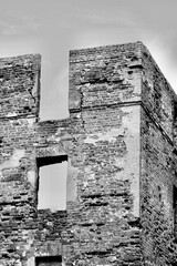 Remains of the walls of the Insterburg Castle in Russia, Kaliningrad Region, Chernyakhovsk