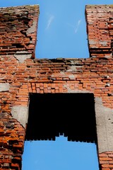 Remains of the walls of the Insterburg Castle in Russia, Kaliningrad Region, Chernyakhovsk