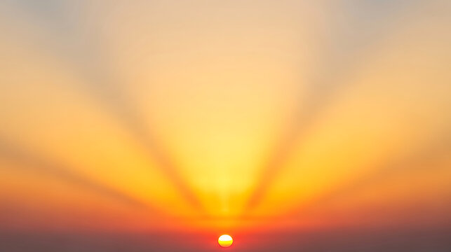 Beautiful sunrise with sun rays in the morning sky