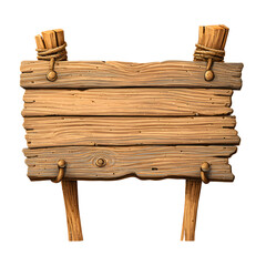 Cartoon Wooden Signboard Isolated on White Background