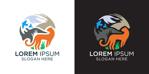 Logo design featuring wildlife animals in a circular, global style perfect for conservation organizations, eco-tourism brands, and nature-focused businesses