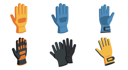 Obraz premium Colorful protective work gloves set for industrial safety and fashion