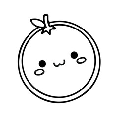 Kawaii Orange Fruit Illustration Cute Cartoon Citrus Vector Line Art