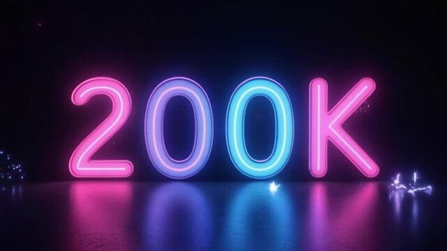 Neon 200k celebration lights with sparkles
