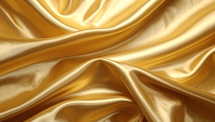 Fototapeta premium ドレープと光沢のあるしわを持つエレガントな金色のサテンまたはシルクのテクスチャ背景