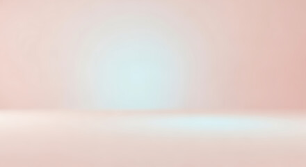 Soft peach and aqua gradient background studio stage with ample copy space