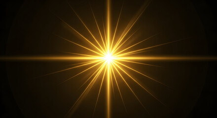 Bright golden starburst light effect on dark background